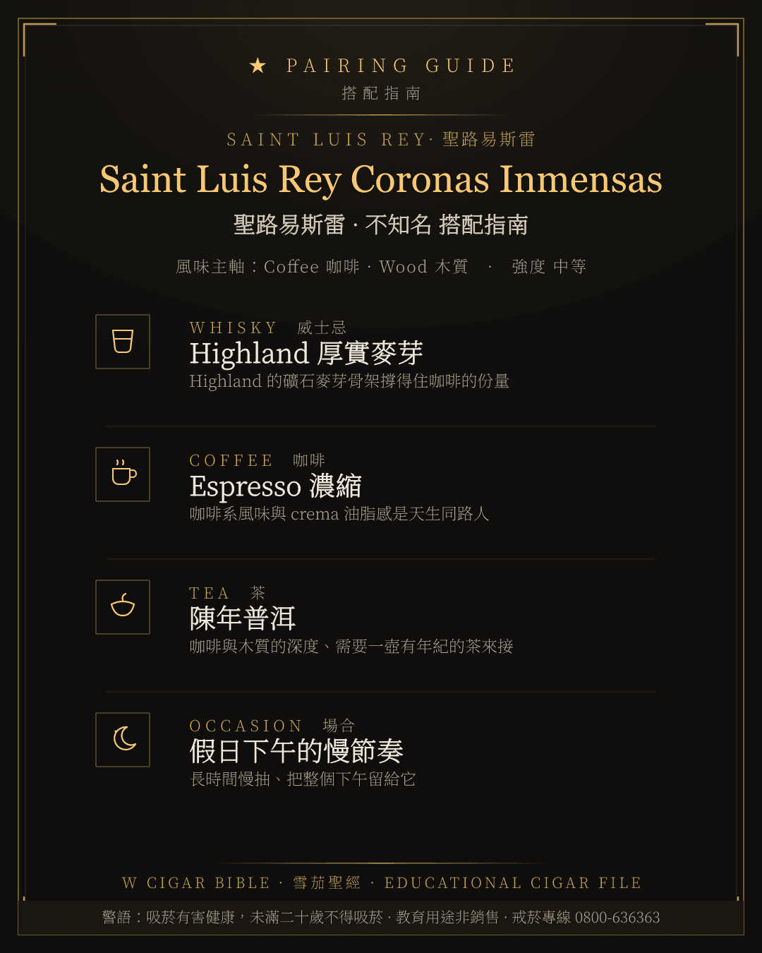Saint Luis Rey Coronas Inmensas 搭配指南 · 聖路易斯雷