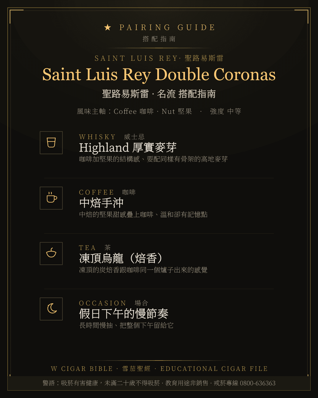 Saint Luis Rey Double Coronas 搭配指南 · 聖路易斯雷