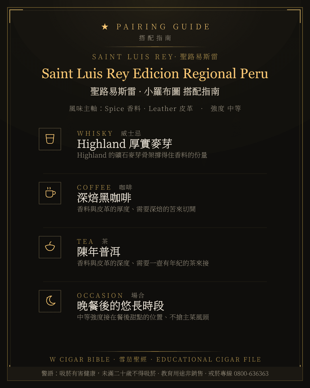 Saint Luis Rey Edicion Regional Peru 搭配指南 · 聖路易斯雷