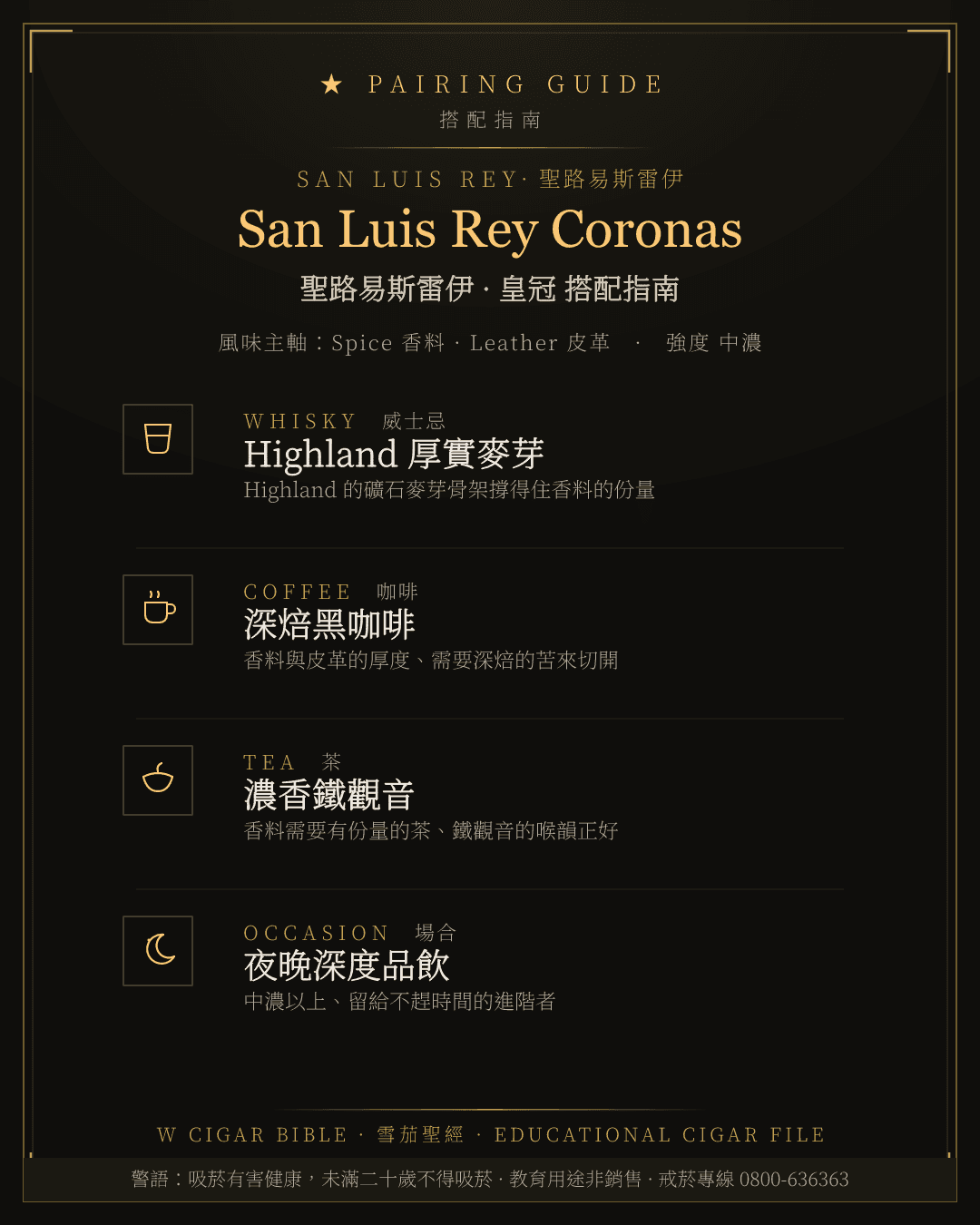 San Luis Rey Coronas 搭配指南 · 聖路易斯雷伊