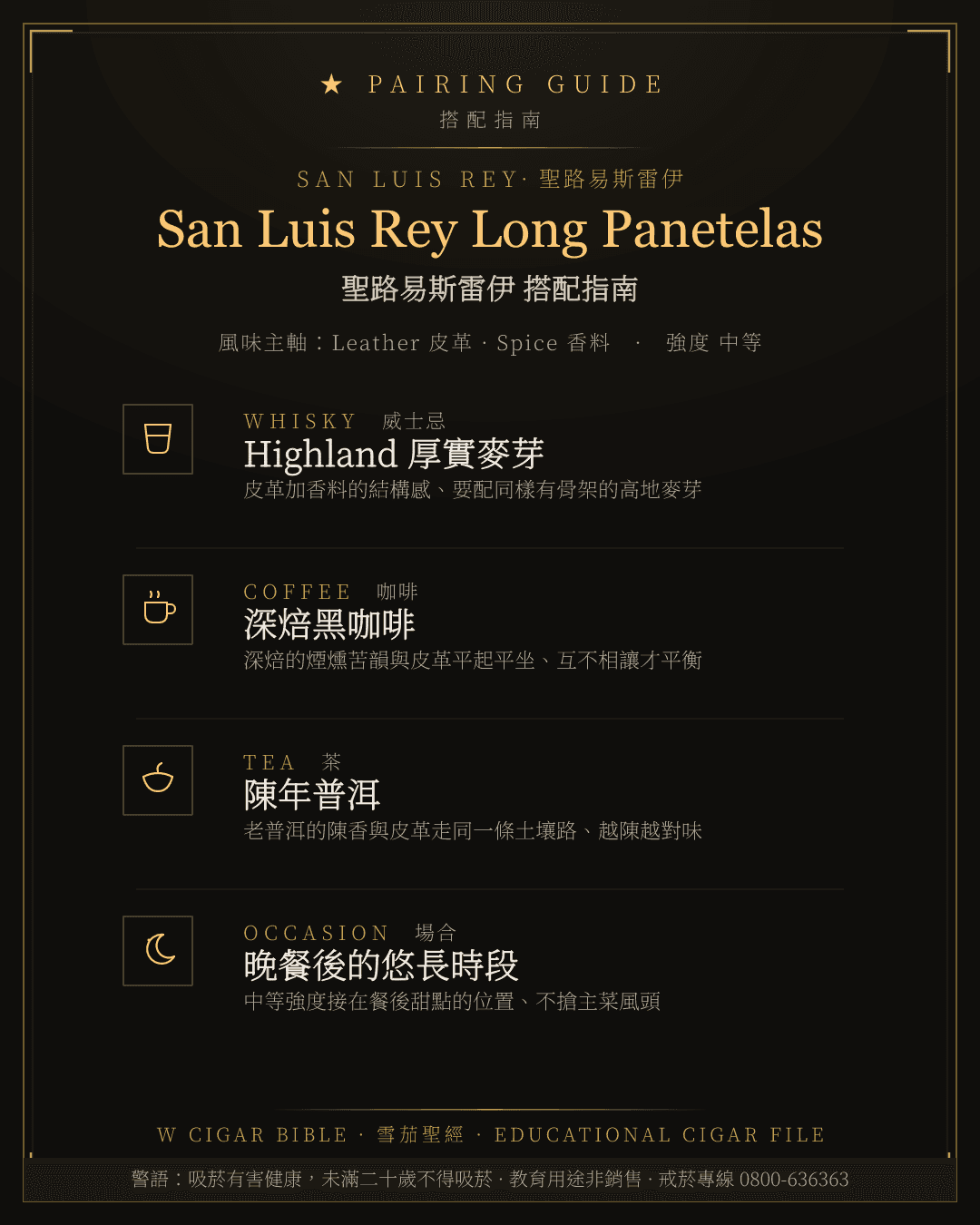 San Luis Rey Long Panetelas 搭配指南 · 聖路易斯雷伊