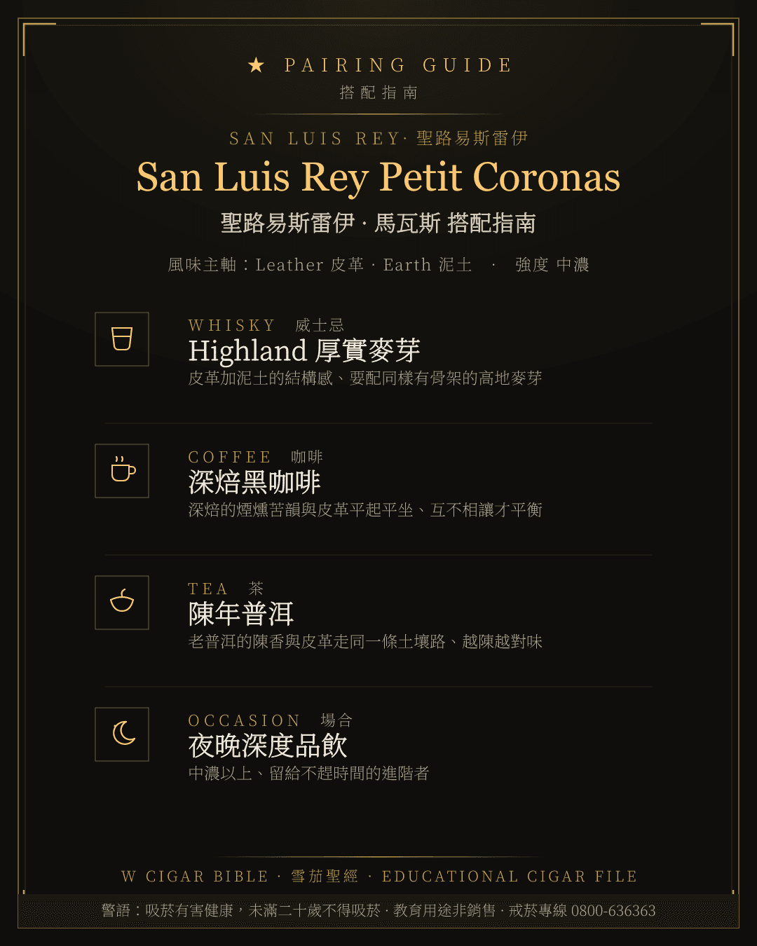 San Luis Rey Petit Coronas 搭配指南 · 聖路易斯雷伊