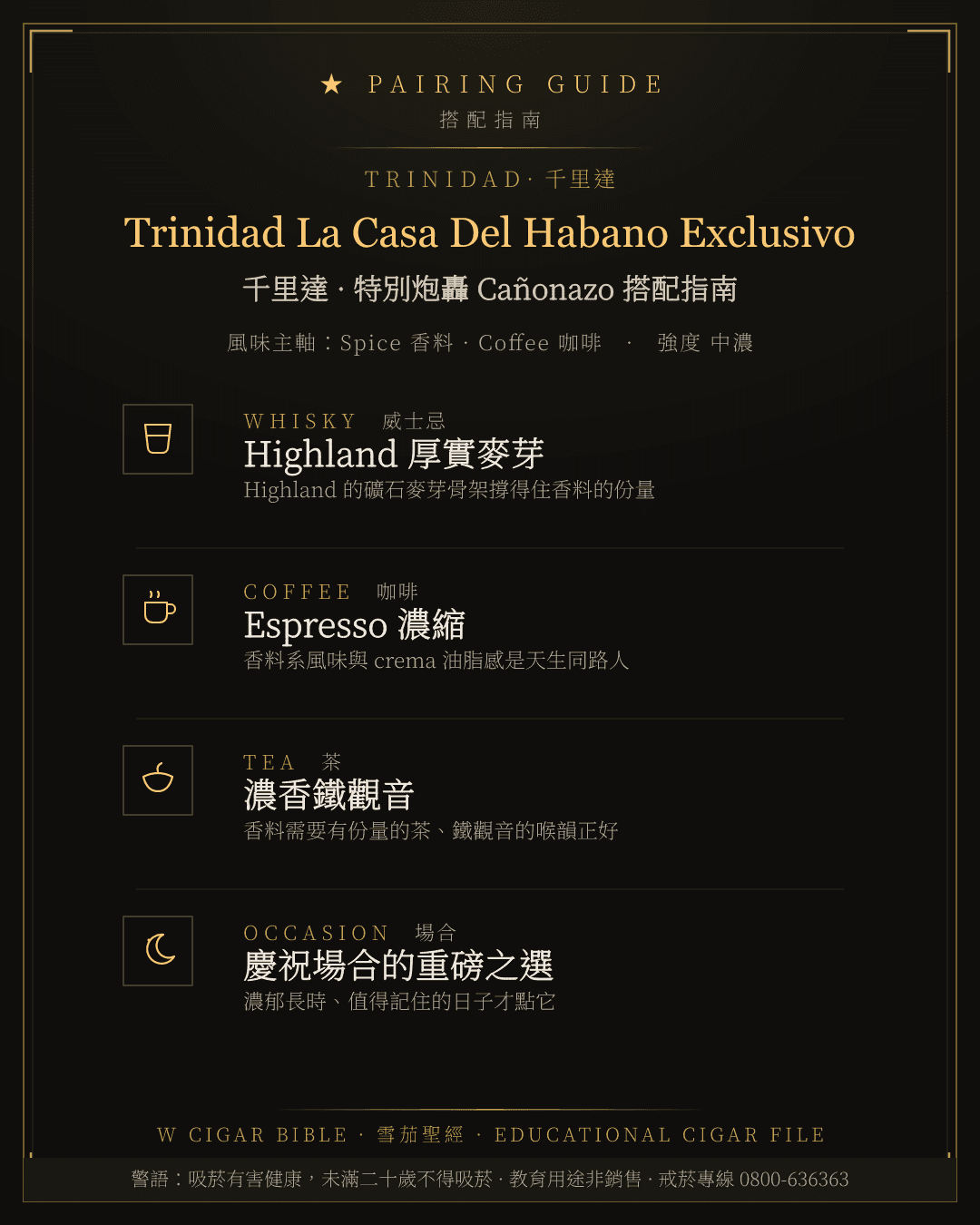 Trinidad La Casa Del Habano Exclusivo 搭配指南 · 千里達