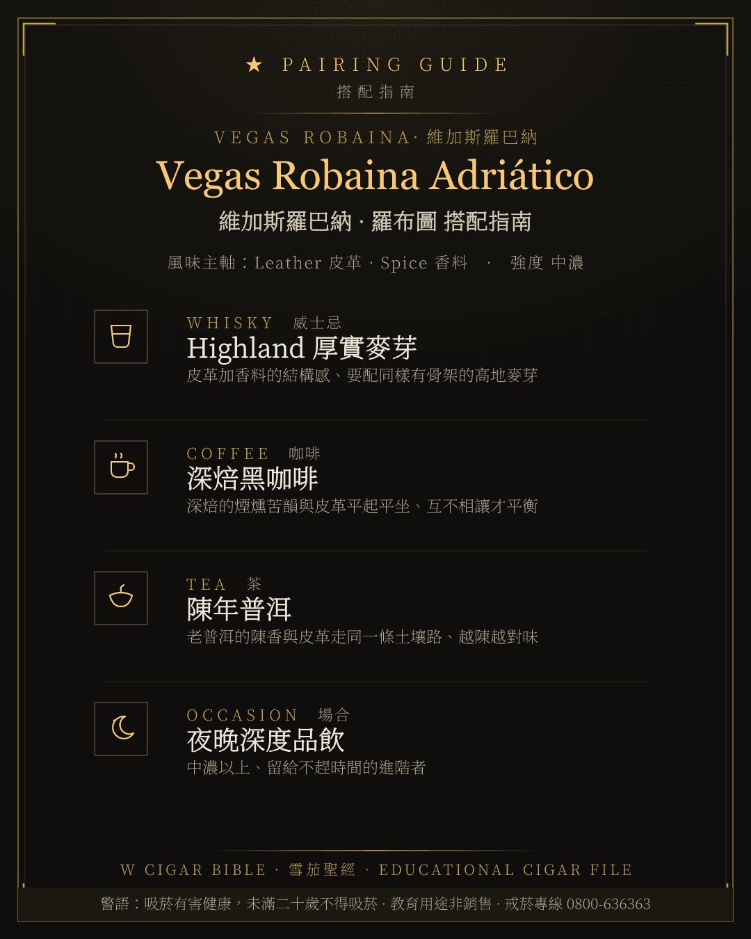 Vegas Robaina Adriático 搭配指南 · 維加斯羅巴納